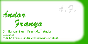 andor franyo business card